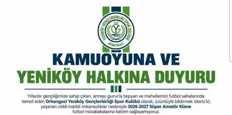 Yeniköy Gençlerbirliği sahadan çekiliyor: Maddi imkânsızlıklar kulübü vurdu